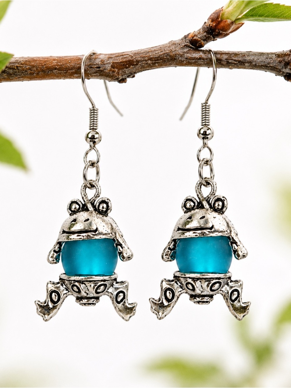 Turquoise Frog Earrings, Frog Lover Gift, Whimsical Nature Jewelry